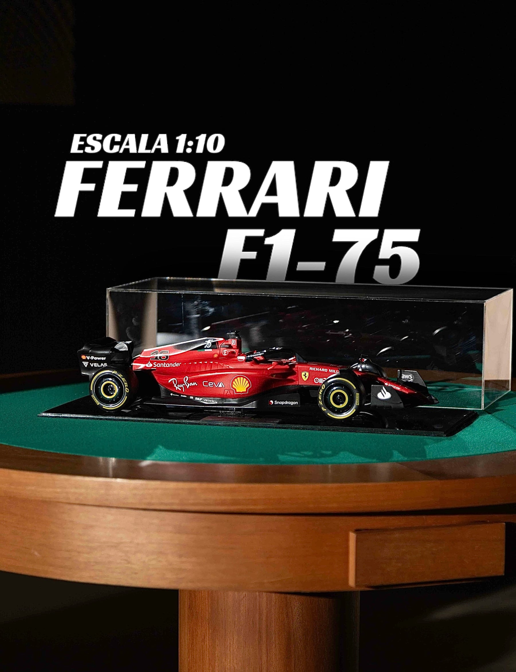 Miniatura F1 Ferrari F1-75 / C. Leclerc - Escala 1:10 com 53cm