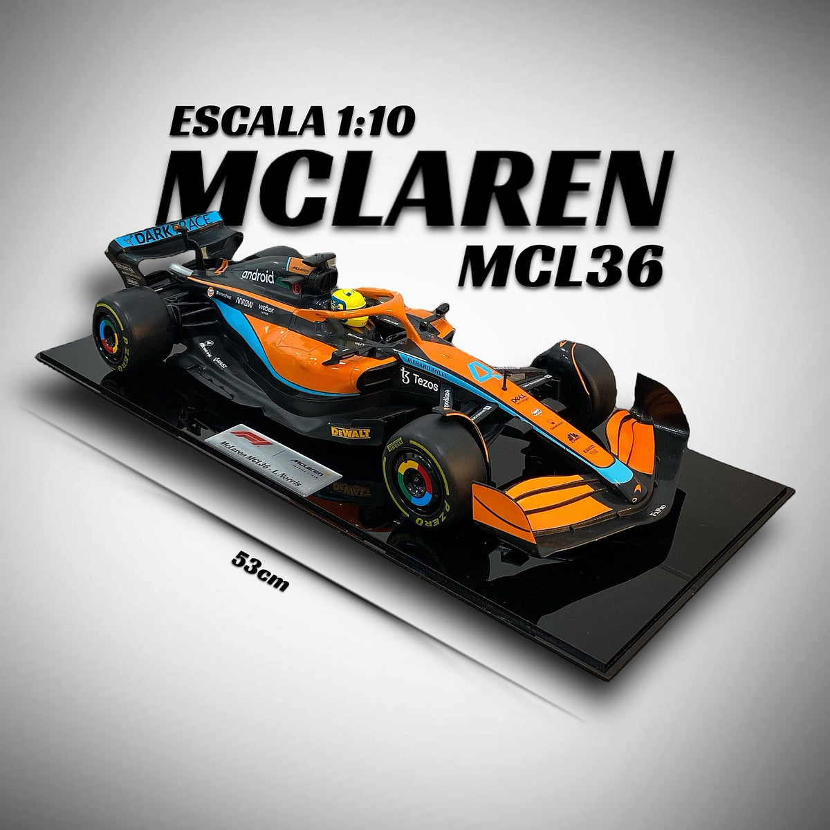 Miniatura F1 McLaren MCL36 / L. Norris - Escala 1:10 com 53cm