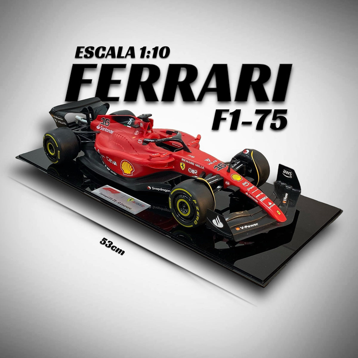 Miniatura F1 Ferrari F1-75 / C. Leclerc - Escala 1:10 com 53cm